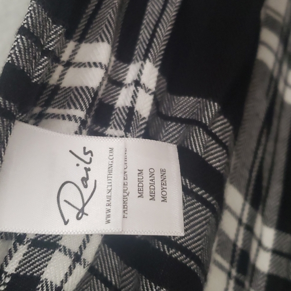 Rails Jordyn button down whit/black Plaid Shirt Indie Sleeze Grunge Goddess - Picture 6 of 6